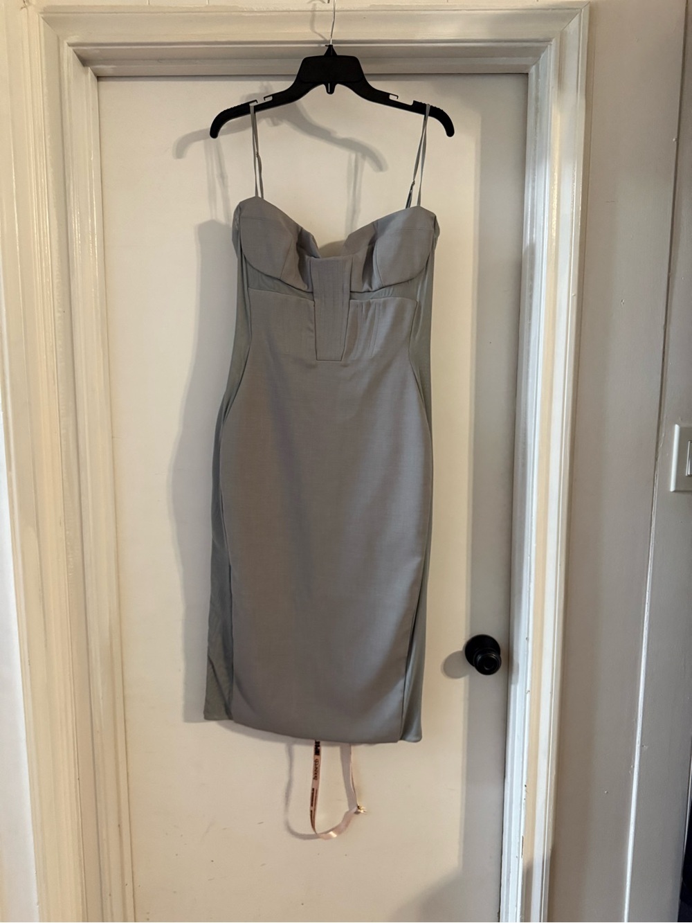 House of CB Light Gray Sculpted Bust Midi Dress